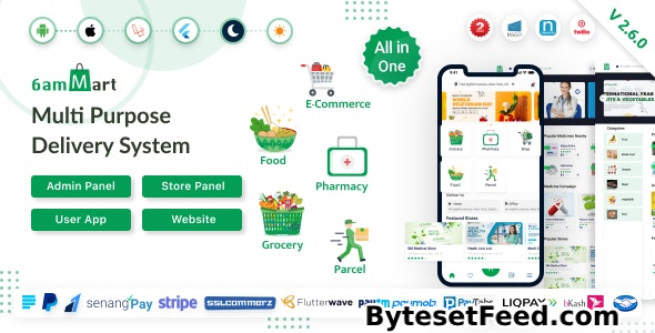 6amMart v2.5 - Multivendor Food, Grocery, eCommerce, Parcel, Pharmacy delivery app with Admin & Website - nulled