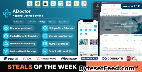 ADoctor v1.3.0 - Hospital Doctor Booking Android and iOS App - nulled