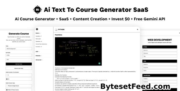 Ai Course Generator v1.0 - Text To Course SaaS Ai Video & Image Content Payment Earn Gemini React Admin