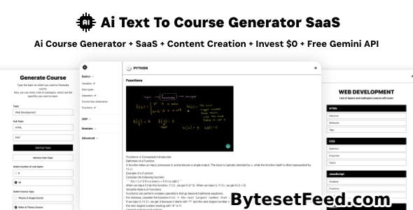 Ai Course Generator v2.0 - Text To Course SaaS Ai Video & Image Content Payment Earn Gemini React Admin