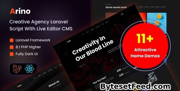 Arino v3.1 - Creative Agency Laravel Script With Live Editor CMS - nulled