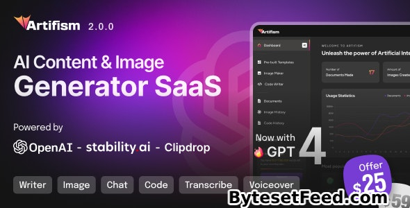 Artifism v2.0.0 - AI Content & Image Generator SaaS - nulled