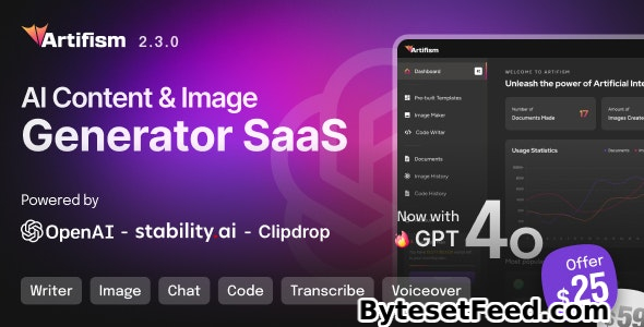 Artifism v2.3.0 - AI Content & Image Generator SaaS - nulled