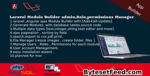 Dashboard Builder v4.1 - CRUD, Users, Roles, Permission, Files Manager, Invoices