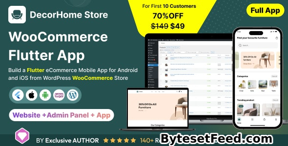 DecorHome App v1.0 - Online Furniture Selling in Flutter 3.x (Android, iOS) with WooCommerce Full App