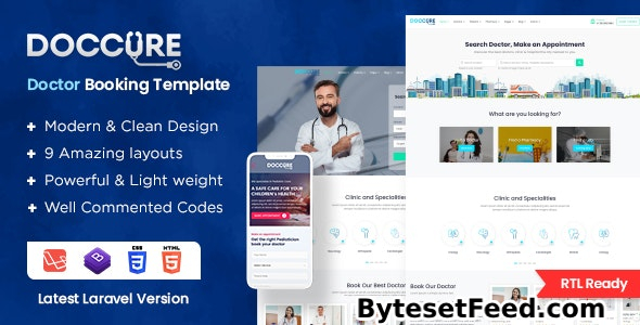 Doccure v1.7.6 - Clinics and Doctors Online Appointment Booking Laravel Template (Laravel + Html)