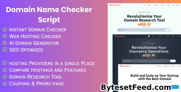 Domain Hub - Domain Checker, AI Name Generator, Who-is-hosting, Whois, DNS React Nextjs tools - 20 Feb. 2024