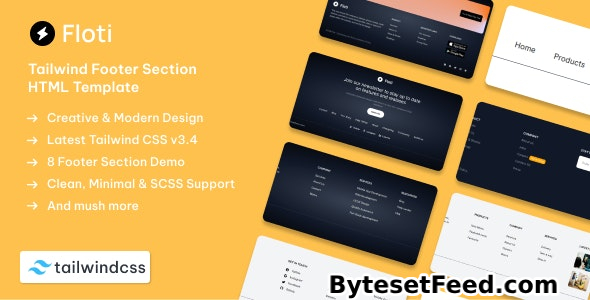 Floti - Tailwind CSS 3 Footer Section HTML Template