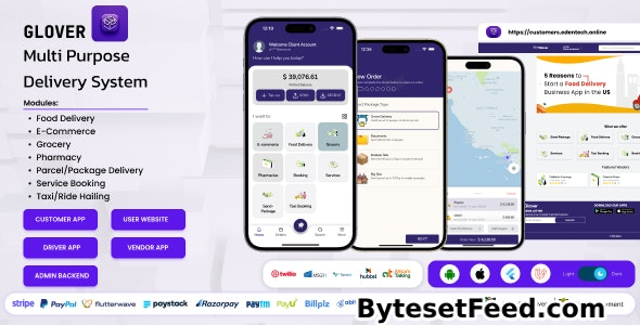 Glover v1.7.50 – Grocery, Food, Pharmacy Courier & Service Provider + Backend + Driver & Vendor app - nulled
