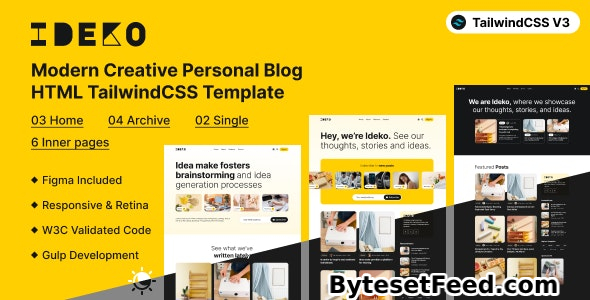 IDEKO v1.2.0 - Modern Creative Personal Blog HTML TailwindCSS Template