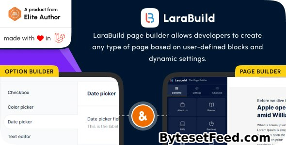 LaraBuild v1.3 - Laravel Drag and Drop Page builder and Settings Builder Package