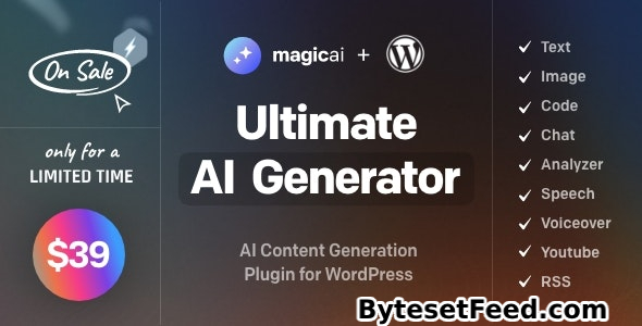 MagicAI for WordPress v1.4 - AI Text, Image, Chat, Code, and Voice Generator