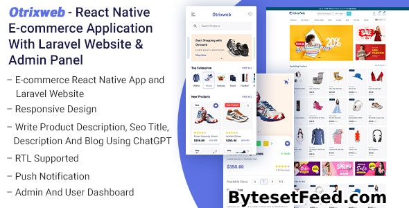 Otrixweb v1.3.0 - React Native Ecommerce Application With Laravel Website