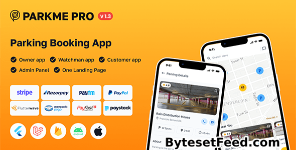 ParkMePRO v1.3 - Flutter Complete Car Parking App with Owner and WatchMan app