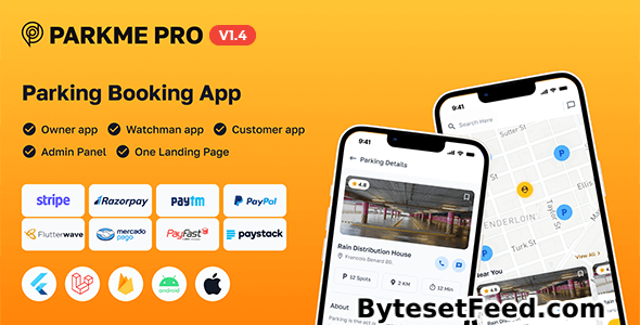 ParkMePRO v1.4 - Flutter Complete Car Parking App with Owner and WatchMan app