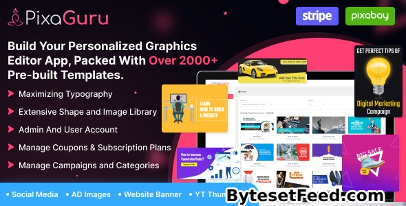 PixaGuru v1.9 - SAAS Platform to Create Graphics, Images, Social Media Posts, Ads, Banners, & Stories