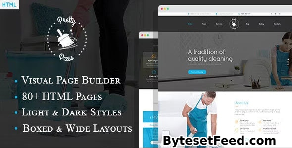 PrettyPress - Cleaning Service HTML Template with Builder