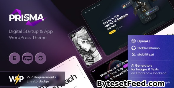 Prisma v1.3 - Digital Startup & App WordPress Theme + AI