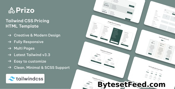 Prizo - Tailwind Pricing Table HTML Website Template