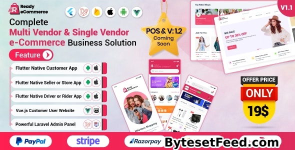Ready ecommerce v1.0 - Complete Multi Vendor e-Commerce Mobile App, Website, Rider App with Seller App