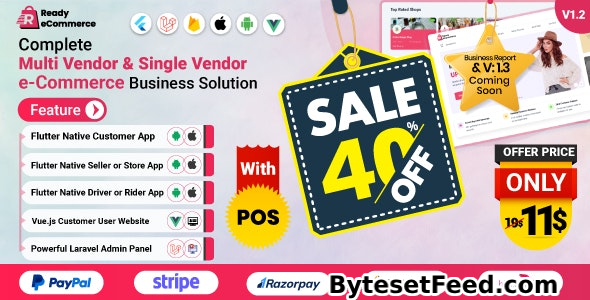 Ready ecommerce v1.2 - Complete Multi Vendor e-Commerce Mobile App, Customer Website with Store POS