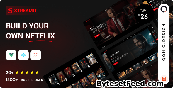 Streamit v5.2.1 - Video Streaming VueJS, React JS, Laravel, HTML Admin Template + RTL