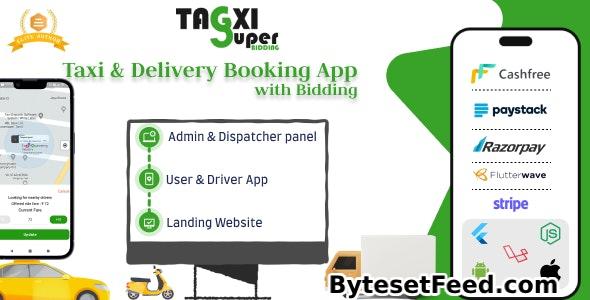 Tagxi Super Bidding v2.3 - Taxi + Goods Delivery Complete Solution With Bidding Option