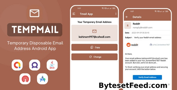 TempMail v1.0 - Temporary Disposable Email Address App with AdMob Ads