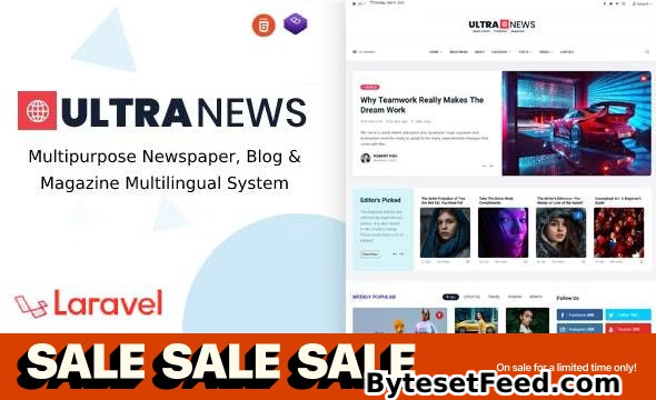 UltraNews v3.5.0 - Laravel Newspaper, Blog and Magazine Multilingual System - nulled