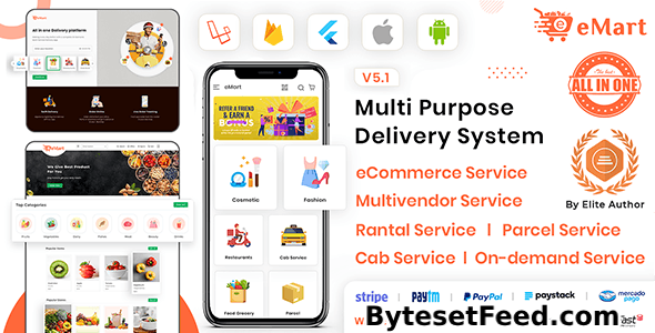 eMart v5.1 - Multivendor Food, eCommerce, Parcel, Taxi booking, Car Rental App with Admin and Website