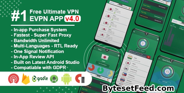 eVPN v4.4 - Free Ultimate VPN | Android VPN, Billing, Phone Booster, Admob / Push Notification