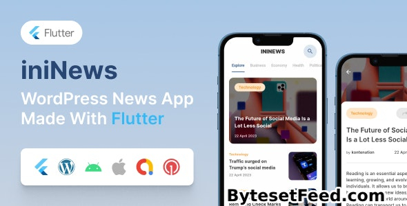 iniNews v1.0 - Flutter mobile app for WordPress