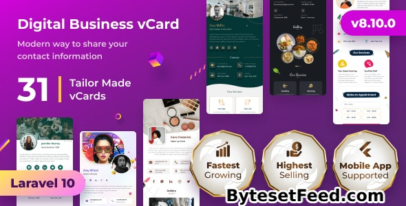 vCard SaaS v8.10.0 - Business Card Builder SaaS - Laravel VCard Saas - NFC Card - With Mobile App